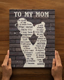 To My Mom Canvas, Mother's Day Gift, Personalized Gift For Mom From Daughter, Christmas Birthday Gift For Mom Print Canvas Wall Art