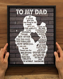 To My Dad Canvas, Father's Day Gift, Personalized Gift For Dad From Daughter, Christmas Birthday Gift For Dad Print Canvas Wall Art