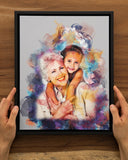 Grandma Gift Photo Watercolor Canvas, Mother's Day Birthday Gift For Grandma, Watercolor Grandma Portrait, Mother's Day Gift, Gift For Grandma, Custom Any Photo Portrait, Framed Canvas