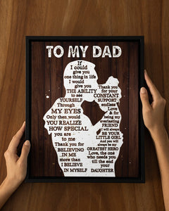 To My Dad Canvas, Father's Day Gift, Personalized Gift For Dad From Daughter, Christmas Birthday Gift For Dad Print Canvas Wall Art