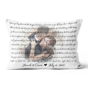 Custom Faded Wedding Photo with Song Lyrics Pillow,Wedding Gift, Anniversary Gift for Her, Anniversary Gift Linen Throw Pillow