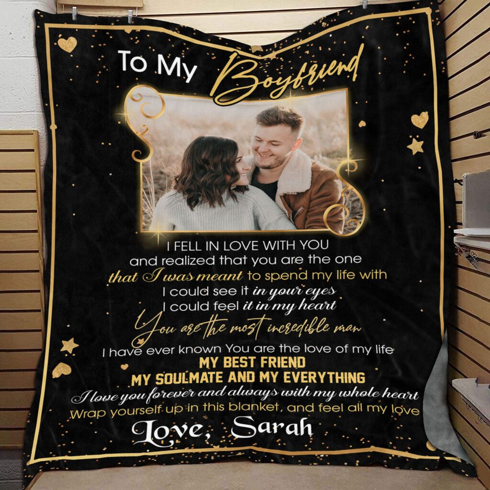 Valentine Gift For Boyfriend, Valentine Day Gift For Him, Personalized Photo To My Boyfriend Fleece Blanket