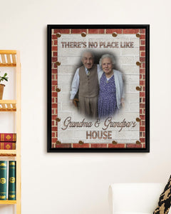Personalized Gift For Grandparents Custom Wall Art Canvas, Grandparents Gift Canvas, There is No Place Like Grandma & Grandpa's House Brick Texture Canvas