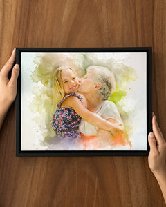 Grandma Gift Photo Canvas, Birthday Gift For Grandma, Mother's Day Gift, Gift For Grandma, Custom Any Photo Portrait, Framed Canvas