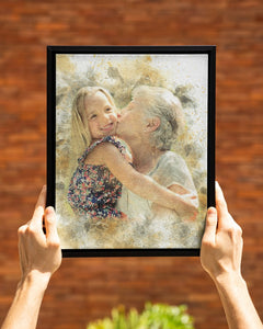 Grandma Gift Photo Canvas, Mother's Day Gift, Birthday Gift For Grandma, Gift For Grandma, Custom Any Photo Portrait, Framed Canvas