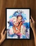 Grandma Gift Photo Watercolor Canvas, Mother's Day Birthday Gift For Grandma, Watercolor Grandma Portrait, Mother's Day Gift, Gift For Grandma, Custom Any Photo Portrait, Framed Canvas