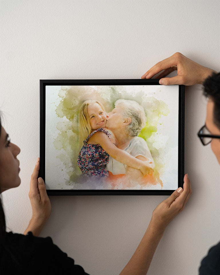 Grandma Gift Photo Canvas, Birthday Gift For Grandma, Mother's Day Gift, Gift For Grandma, Custom Any Photo Portrait, Framed Canvas