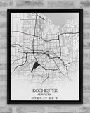 Rochester Map Print Canvas, New York NY USA Map Art, Custom Your State, Monroe County City Street Road Map Wall Decor