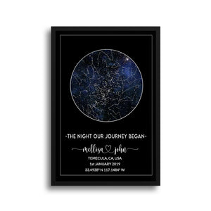 Personalized Star Map Framed Art Print, Gift for Boyfriend, Night sky Print Canvas, Valentines Day Gift for Him, 1st Anniversary Gift