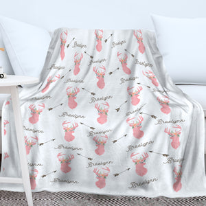 Deer Baby Blanket, Personalized Baby Blanket Gift, Toddler Blanket, Baby Shower Gift