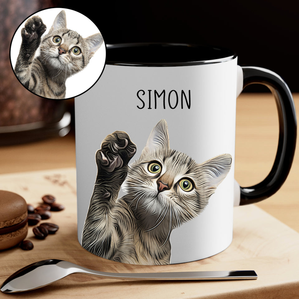 Custom Cat Accent Mug Personalized Cat Accent Mug with Photo & Name Custom Pet Accent Mug Cat Mom Accent Mug Gift for Pet Lovers Cat Coffee Accent Mug