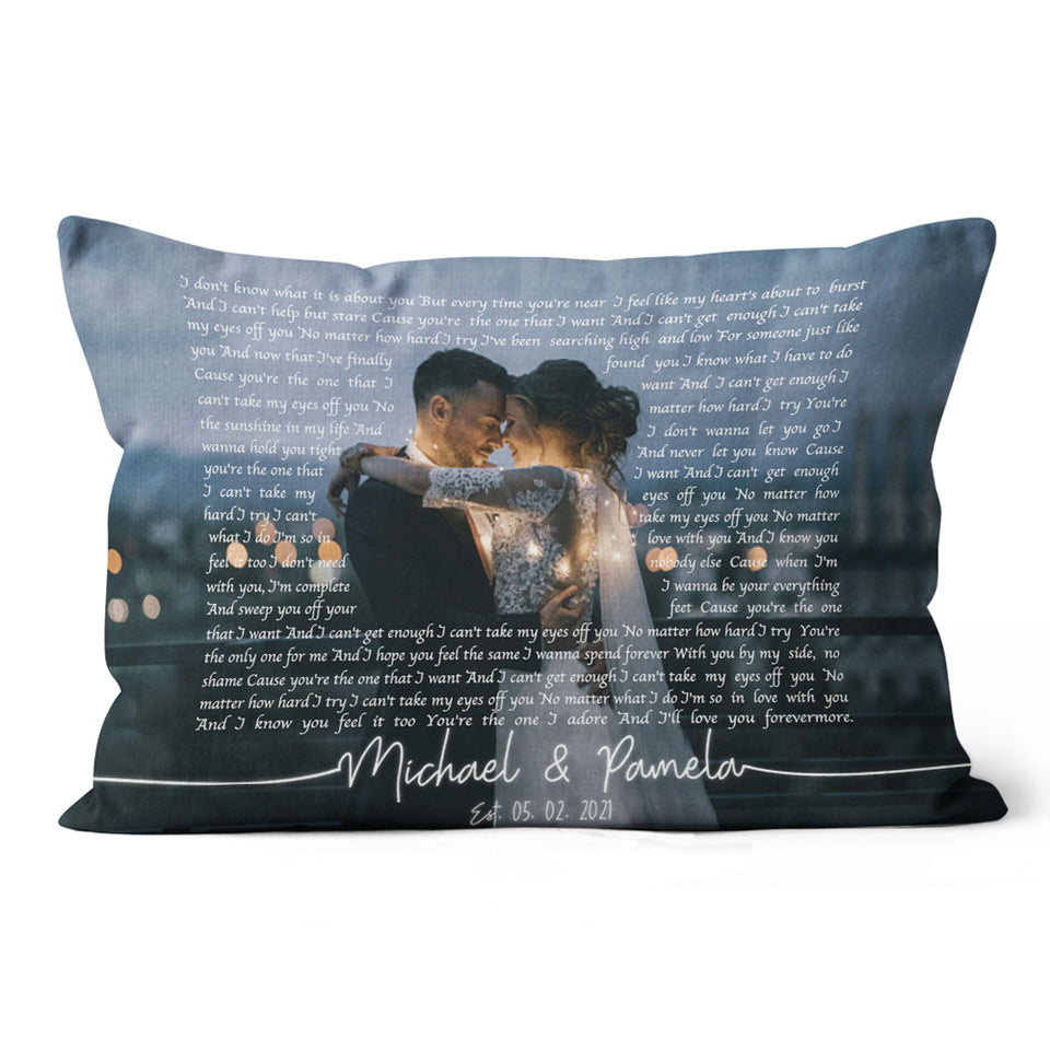 First Dance Lyrics On Pillow, Wedding Gift, Anniversary Gift, Wedding Song Lyrics Pillow, Custom Song Lyric Wedding Linen Throw Pillow