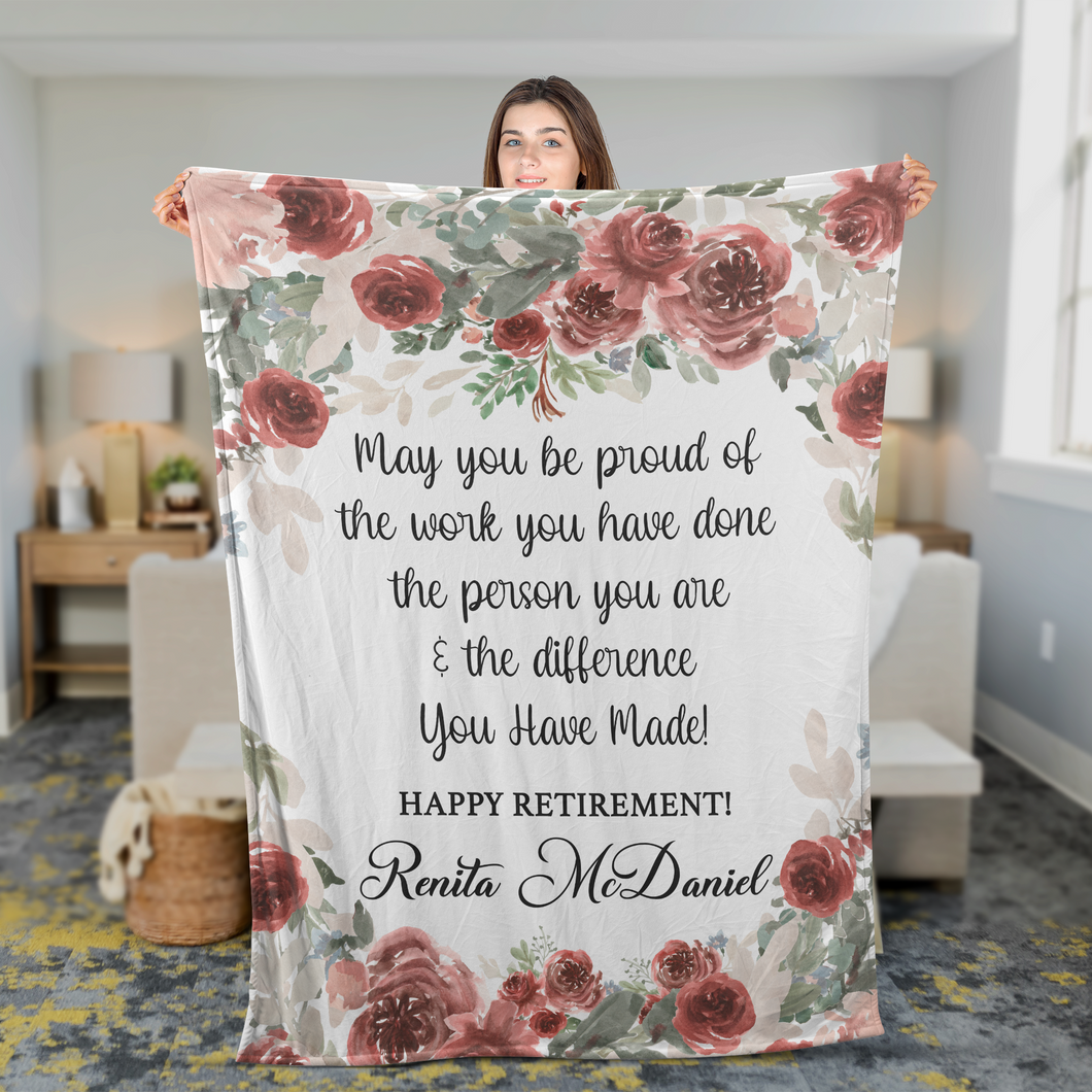 Personalized Retirement Gift For Women, Retirement Gifts For Mom, Retirement Gift for Coworker, Retirement Fleece/Sherpa Blanket