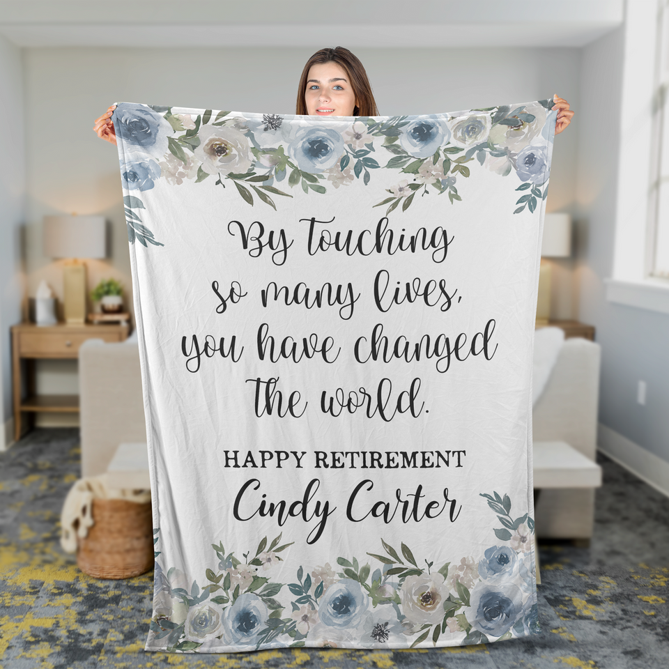 Personalized Retirement Gifts For Women, Floral Retirement Blanket, Retirement Gift,Retirement Gift For Coworker, Blanket For Retirement
