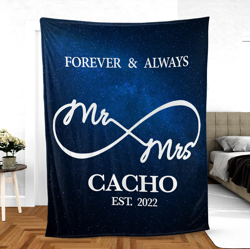 Personalized Mr & Mrs Gift, Couple Gift, Engaged Gift, Gift For Her, Gift For Him, Wedding Gift Premium Blanket