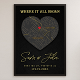 Personalized Anniversary Map Canvas, Wedding Gift Canvas