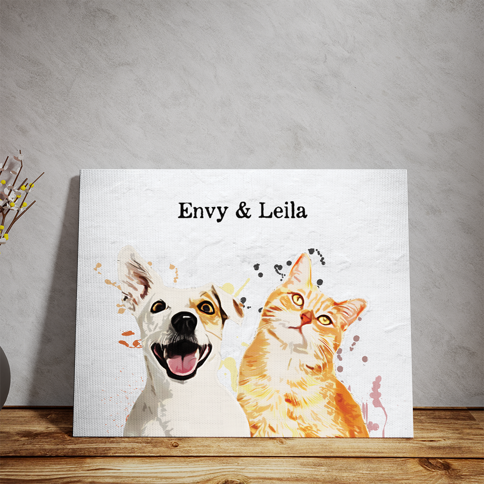 Custom Printed Pet Portrait, Memorial Pet Gift, Unique Pet Canvas Print