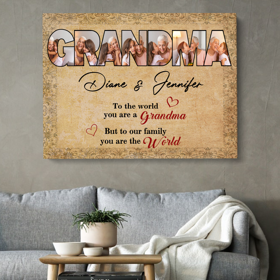 Personalized Grandma Photo Canvas, Gift For Grandma, Gift For Mother's Day, Birthday Gift For Grandma, Family Photo Canvas