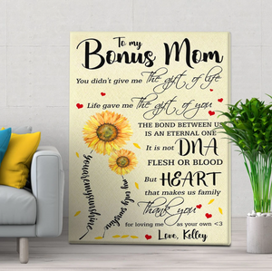 Personalized To My Bonus Mom Canvas, Gift For Bonus Mom, Gift For Mom, Mother Gift Premium Canvas