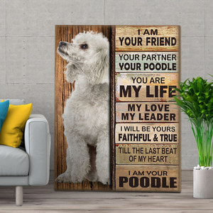 White Poodle Dog Premium Wall Art Canvas, Dog Mom Dog Dad Gift, Pet Owner Gifts, Custom Dog Portrait Canvas