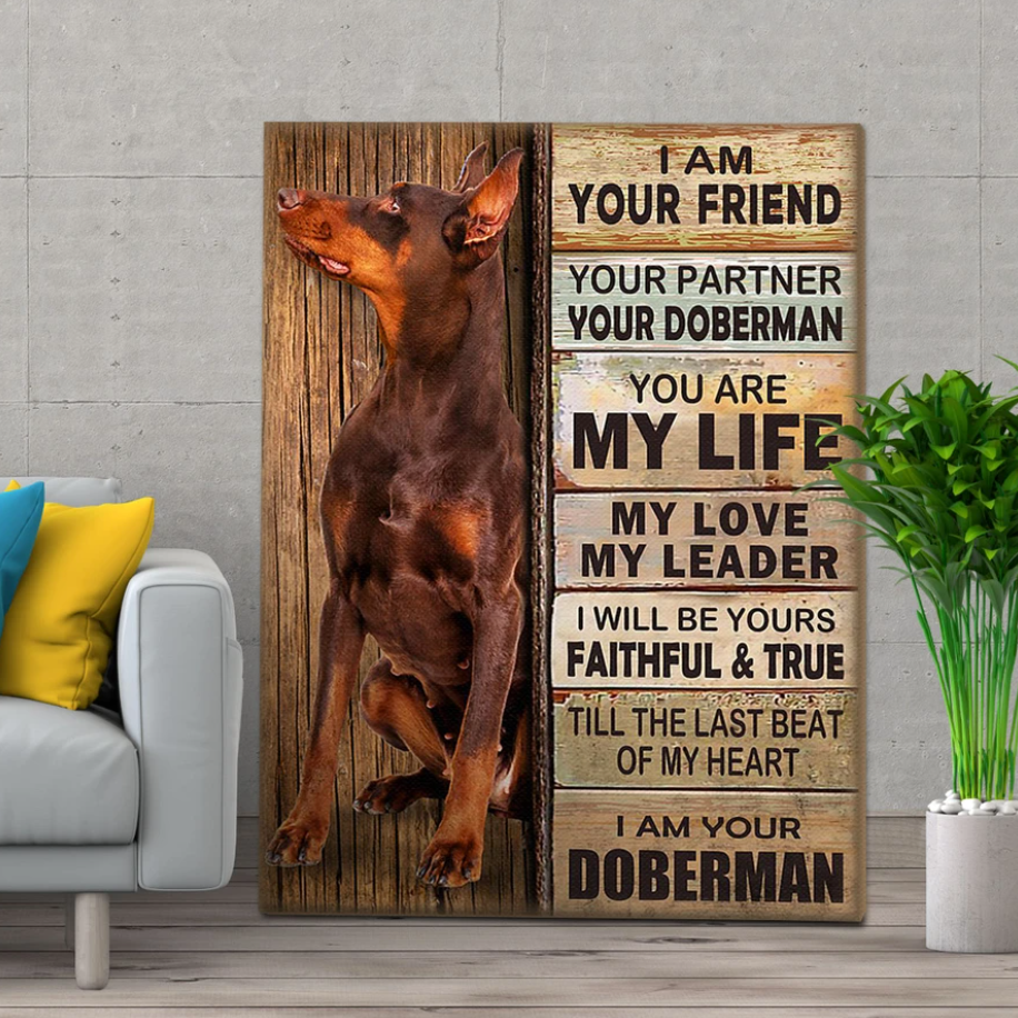 Dobermann Dog Premium Wall Art Canvas,Dog Mom Dog Dad Gift, Pet Owner Gifts, Custom Dog Portrait Canvas