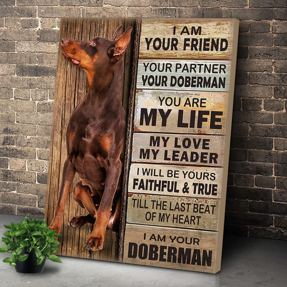 Dobermann Dog Premium Wall Art Canvas,Dog Mom Dog Dad Gift, Pet Owner Gifts, Custom Dog Portrait Canvas