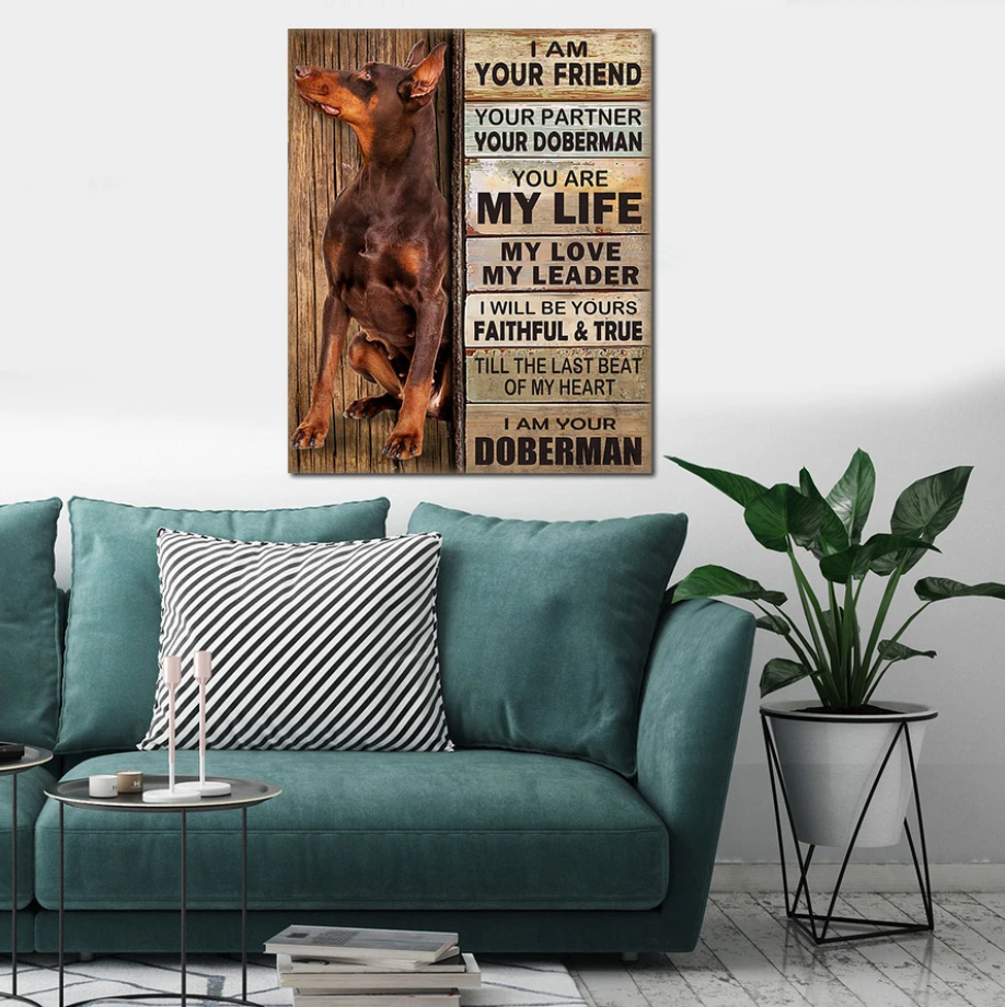 Dobermann Dog Premium Wall Art Canvas,Dog Mom Dog Dad Gift, Pet Owner Gifts, Custom Dog Portrait Canvas