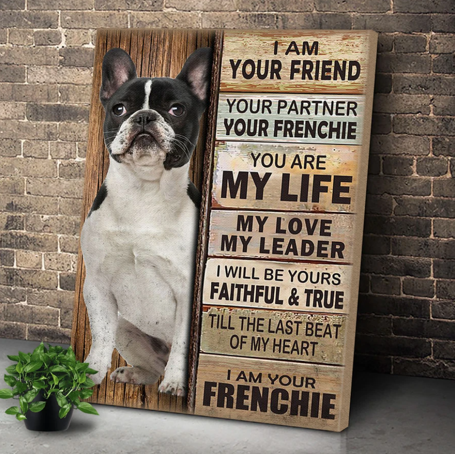 Frenchie Dog Premium Wall Art Canvas, Dog Mom Dog Dad Gift, Pet Owner Gifts, Custom Dog Portrait Canvas
