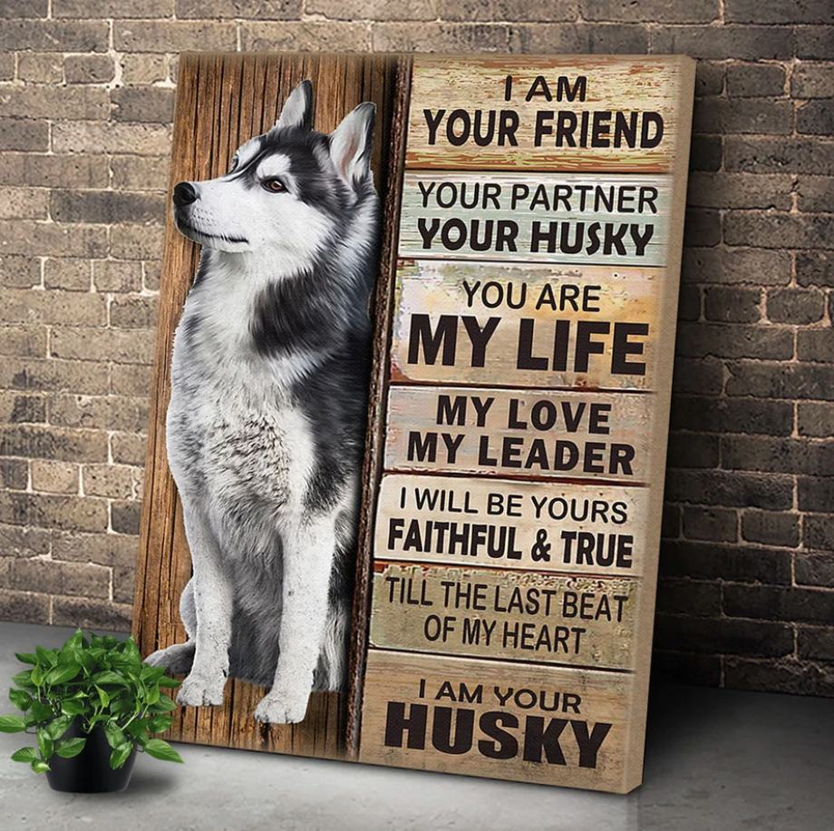 Personalized Husky Dog Premium Wall Art Canvas, Gift For Dog Lovers, Custom Dog Wall Art