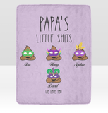 Papa's Little Shits Mardi Gras Blanket, Mardi Gras Funny Gift For Grandpa, Mardi Gras For Grandpa Blanket