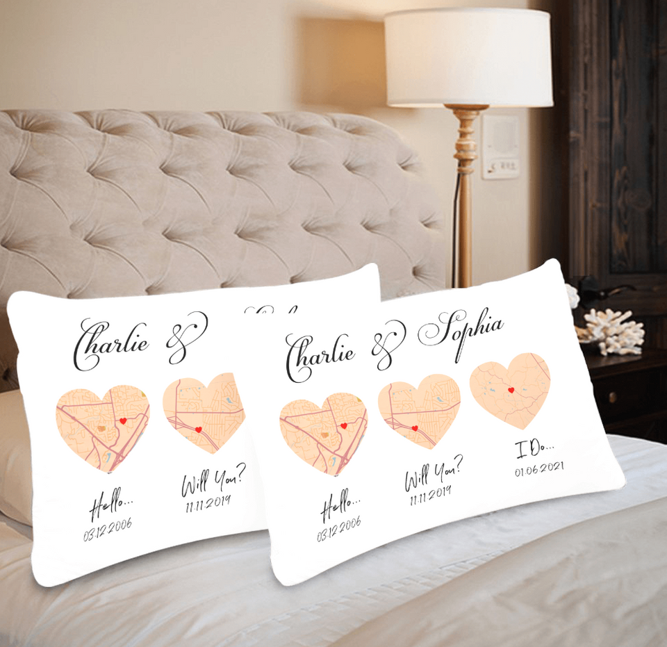 Hello, Will You, I Do, Map Pillow, Anniversary Wedding Gift, Valentine Gift For Wife, Gift For Couple, Gift For Her, Couple Pillow