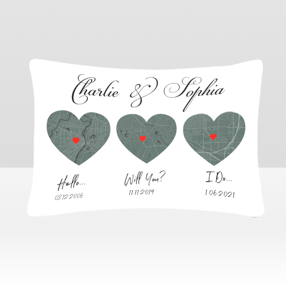 Hello, Will You, I Do, Heart Maps Pillow, Anniversary Wedding Gift, Valentine Gift For Wife, Gift For Couple, Gift For Her, Couple Pillow