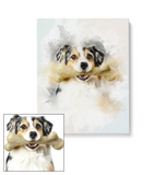 Custom Watercolor Pet Painting Portrait, Dog Cat Painting Portrait Canvas Wall Art