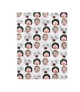 Create a Mom or Dad Gift on Funny Custom Blanket with Pet & Human Face on it