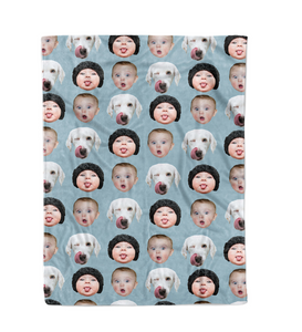Create a Mom or Dad Gift on Funny Custom Blanket with Pet & Human Face on it