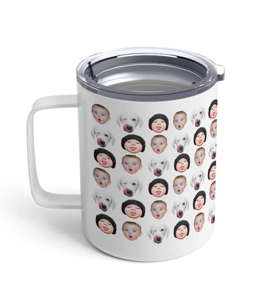 Create a Mom Gifts on Funny Insulated Mug with Your Pet & Baby Face on it