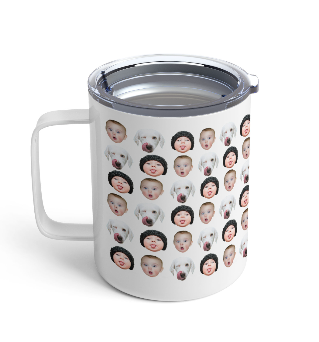 Create a Mom Gifts on Funny Insulated Mug with Your Pet & Baby Face on it