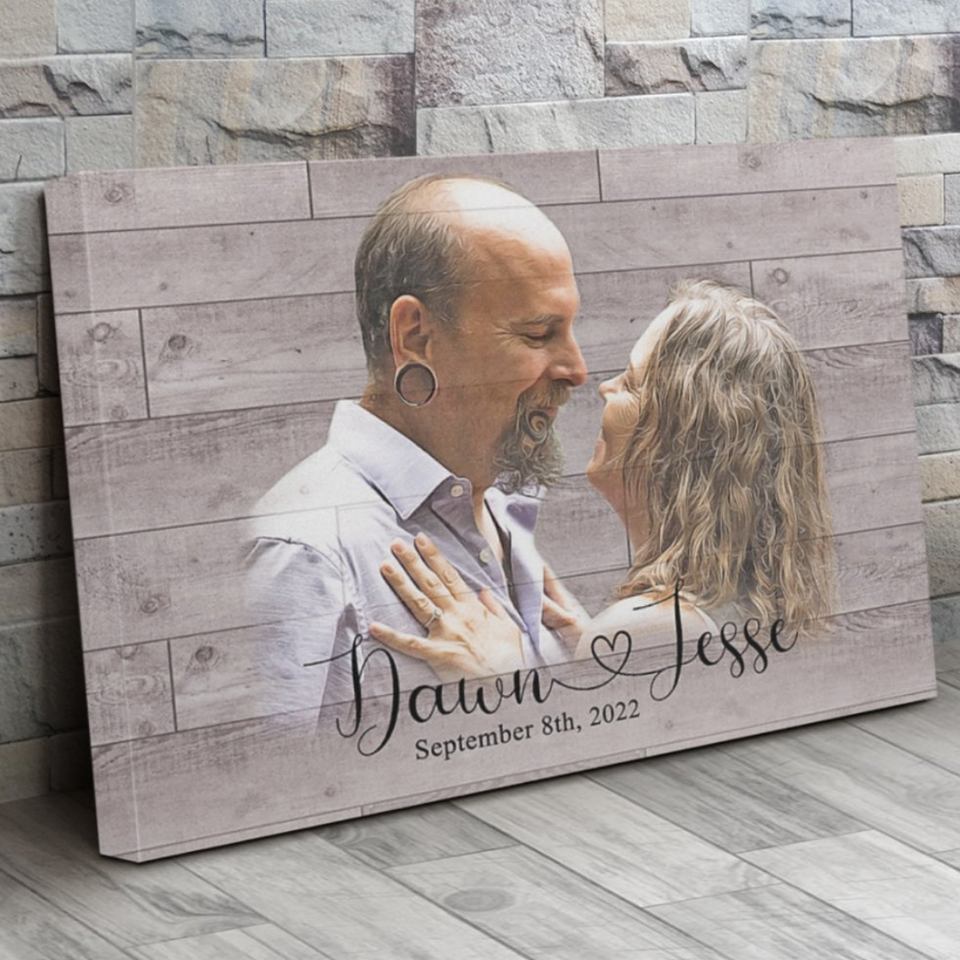 Personalized Wedding Couple Gift Painting, Anniversary Gift Couple Canvas Wall Art