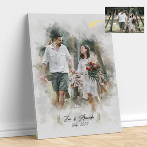 Custom Portrait From Photo, Custom Couple Portrait Watercolor Print, Custom Family Portrait Print, Gift For Couple, Painting From Photo, Watercolor Photo On Canvas