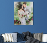 Personalized Couple Photo Wedding Painting, Wedding Portrait Canvas Wall Art - GreatestCustom
