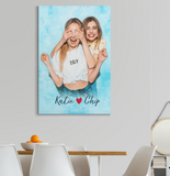 Custom Photo Best Friend Watercolor Painting Portrait Canvas Wall Art