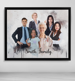 Personalized Watercolor Family Portrait With Lost Loved One Painting, Add Loved One Photo Memorial Canvas