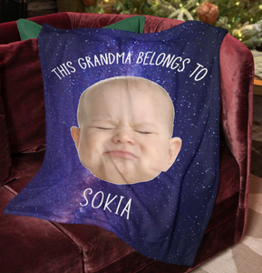 Personalized This Grandpa Belongs To Baby Face Photo GrandPa Fleece/Sherpa Funny Blanket