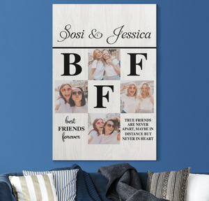 Personalized Best Friends Canvas Wall Art, Gift for Best Friends Canvas