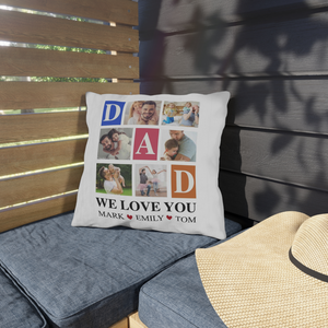 Personalized Collage Photo Pillow For Dad, Father's Day Pillow for Dad, Gift for Dad Pillow