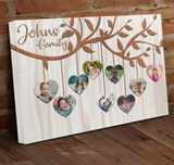 Personalized Family Heart Tree With Custom Children Grandchildren Photos Canvas Wall Art