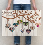 Personalized Family Heart Tree With Custom Children Grandchildren Photos Canvas Wall Art