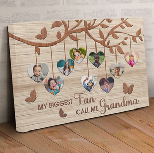 Personalized Grandma Family Tree Canvas, Gift for Grandma Canvas, My Biggest Fan Called Me Grandma Wall Art
