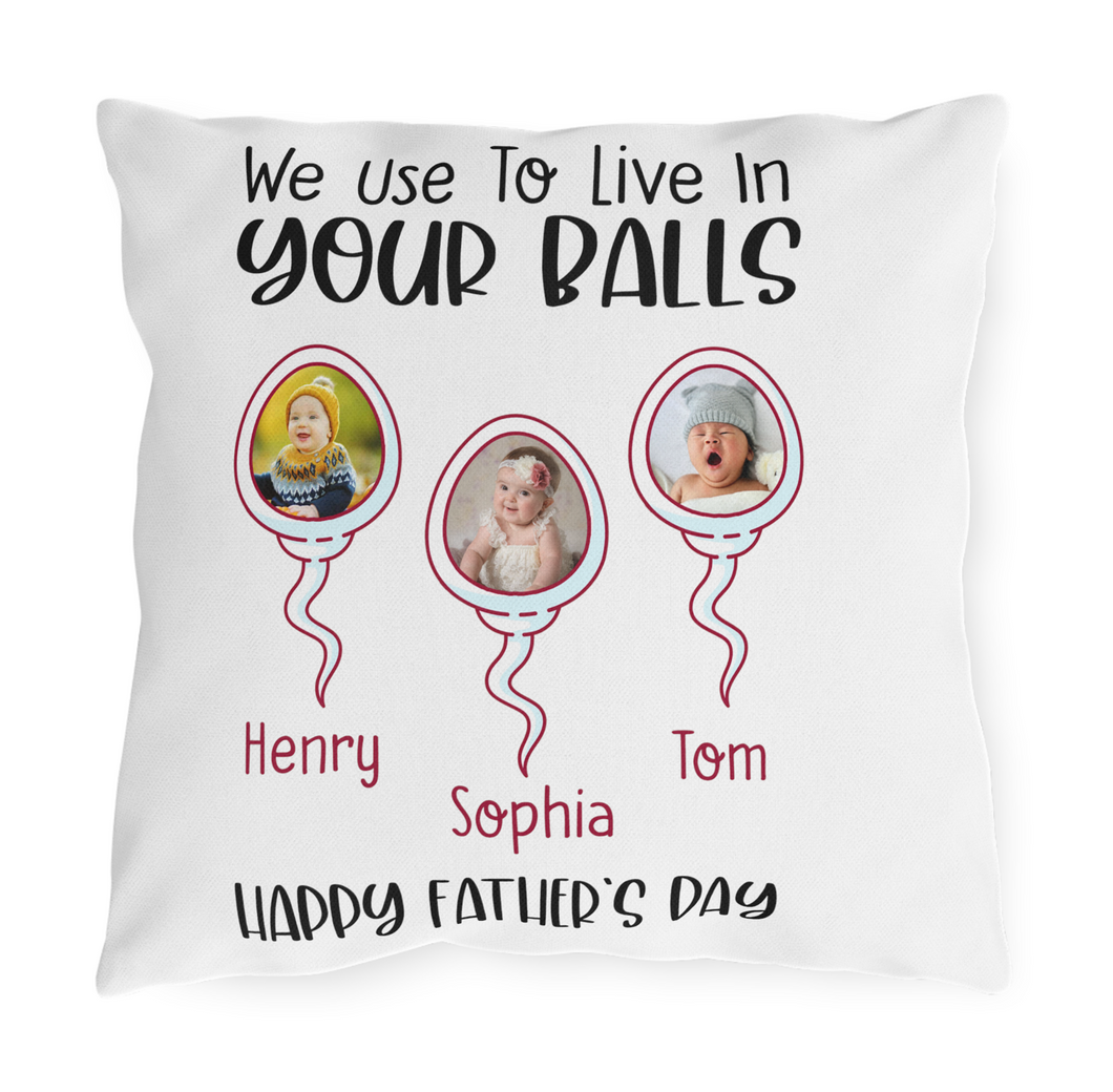 We Use To Live In Your Balls Pillow, Personalized Father's Day Pillow, Funny Gift for Dad Pillow