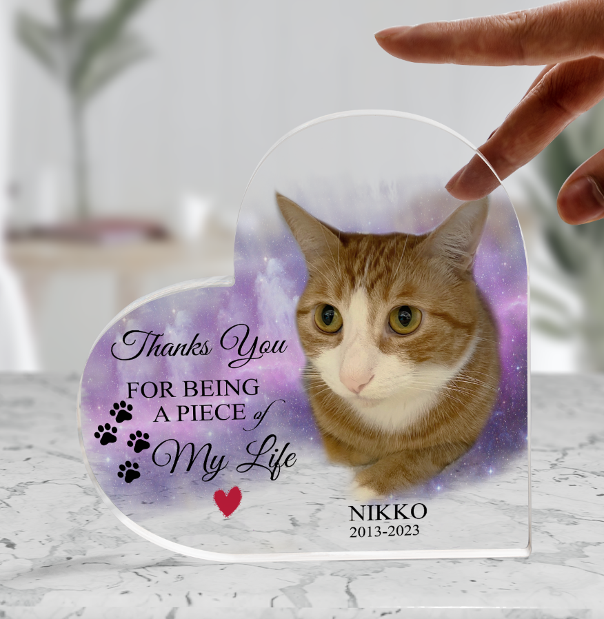 Pet Loss Gifts,Personalized Pet Memorial Heart Piece Acrylic Plaque, Dog/Cat Loss Gift Acrylic Plaque